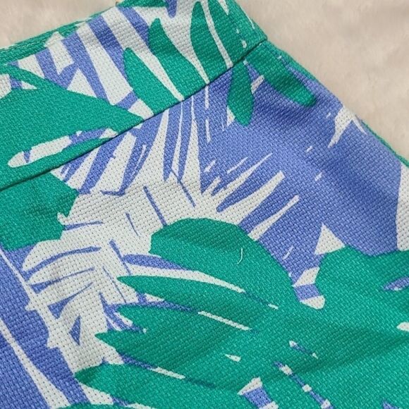 Ann Taylor LOFT Twill Tropical Foliage 🌴 Palm Fern Pencil Skirt White Resort - Picture 4 of 9